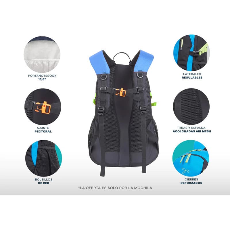 Mochila Discovery Urbana Camping 35L Portanotebook 15,6" Unisex