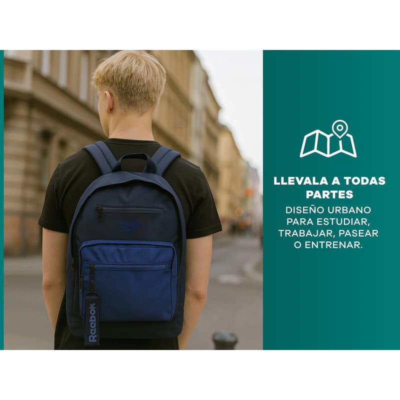Mochila Urbana Reebok con Llavero 18 L Poliéster Unisex 43 cm — Negro 60119 / Liso
