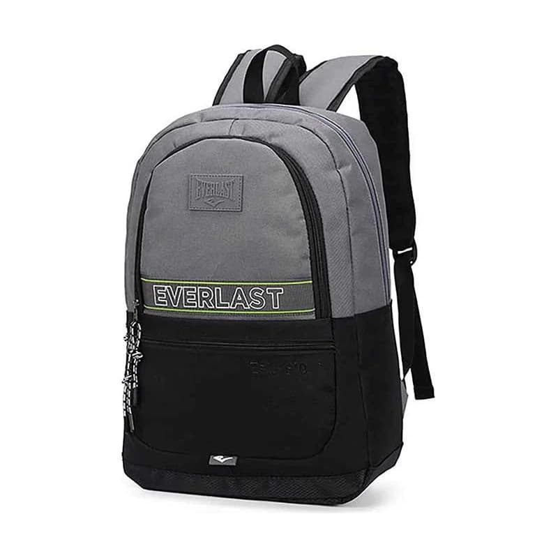 Mochila Everlast Urbana Porta Notebook 15,6" — 20 L, Nylon, 4 Bolsillos — Negro con gris / Liso