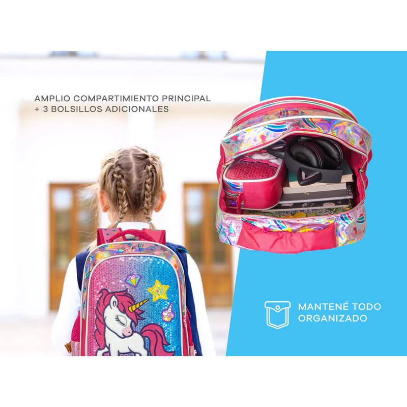 Mochila Escolar Unicornio | T-go