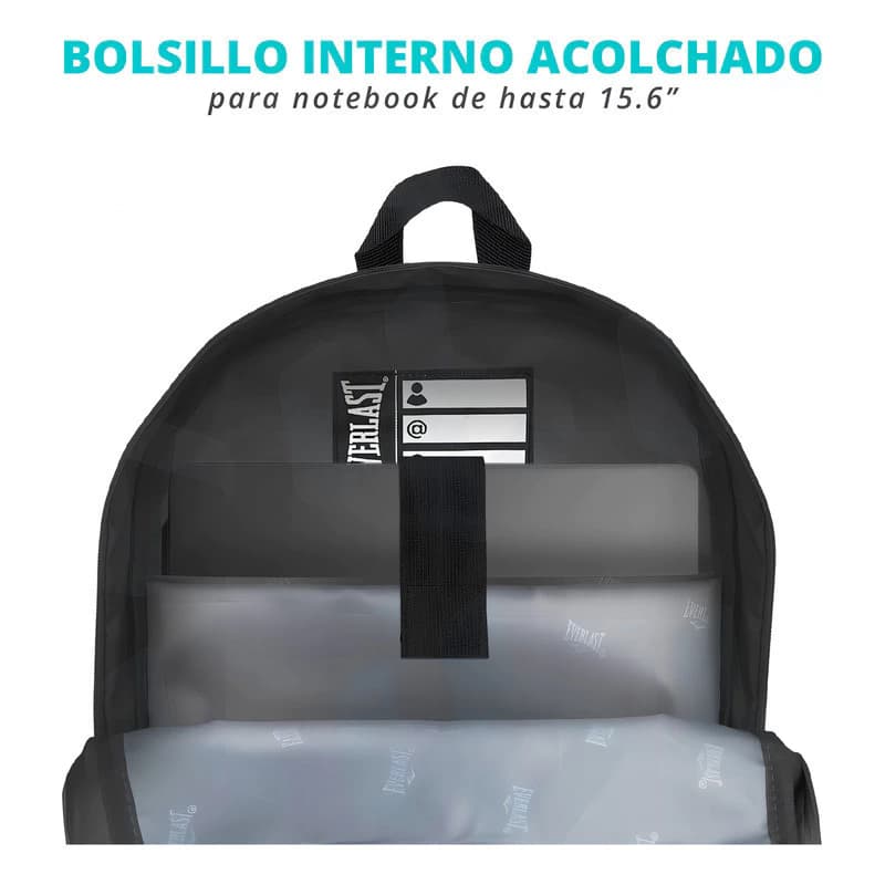 Mochila Porta Notebook Everlast 15.6" Cuero PU Urbana Gris 14L