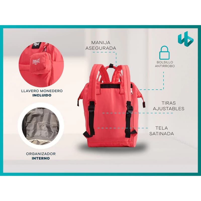 Mochila Urbana Everlast Boca de Pez Antirrobo con Monedero – Mujer