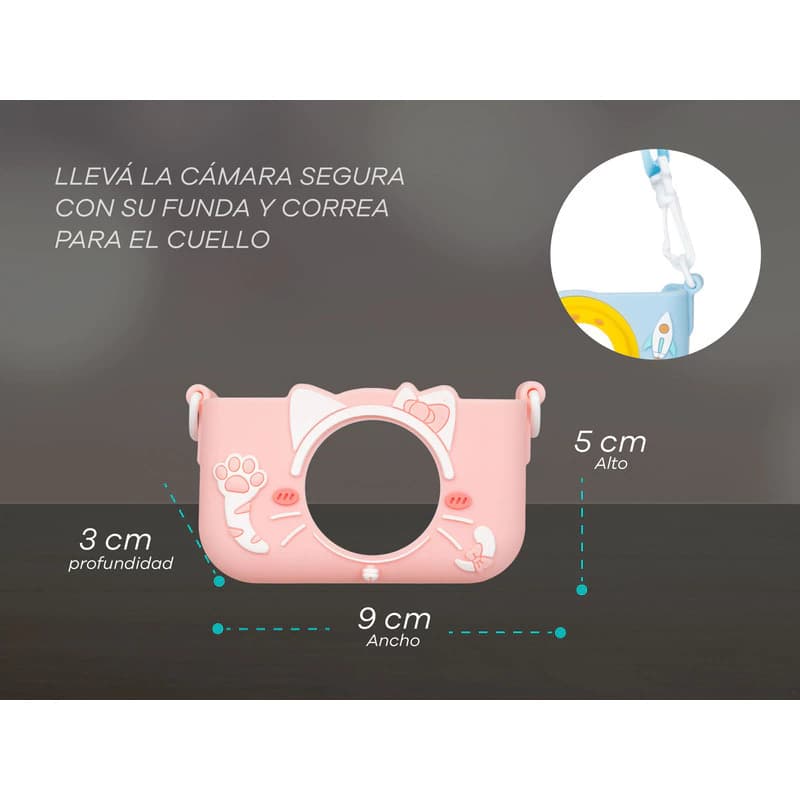 Funda Silicona Antigolpes Cámara Digital Infantil T-Go – Protección para Kids — Rosa UNICORNIO