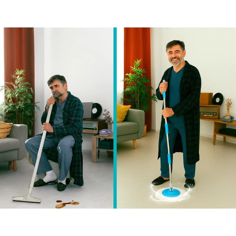Escurridor Mopa Trapeador Con Balde Centrifugo + 4 Repuestos — Rojo