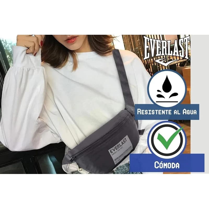 Riñonera Everlast Urbana Impermeable Cruzada o Cintura Unisex — Negra Modelo 26994