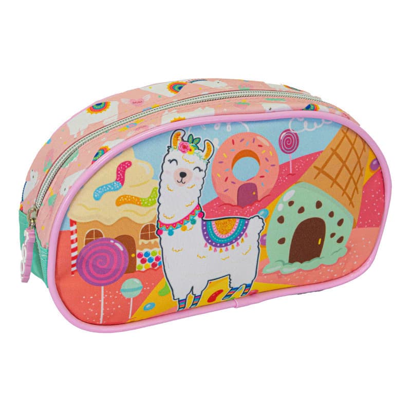 Cartuchera Escolar Diseño Llama Rosa T-Go | Modelo QD5