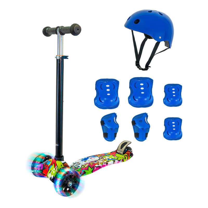 Monopatin Infantil Cuatri Patin 4 Ruedas Freno Niñas Niños — Azul
