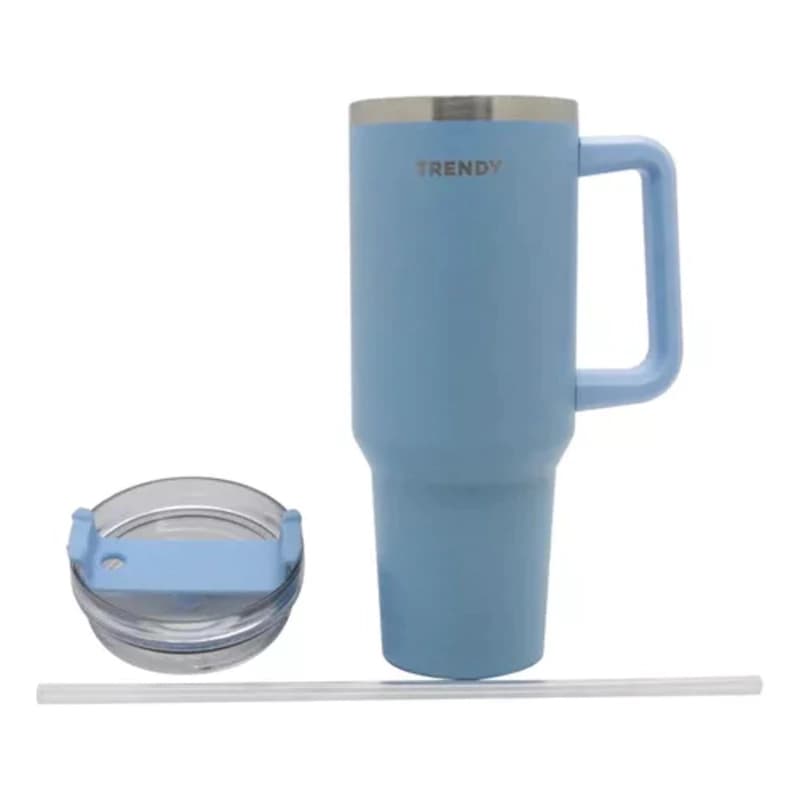 Vaso Térmico Trendy 1200 ml Acero Inoxidable con Sorbete y Manija — Rosa 17513 / Lisa