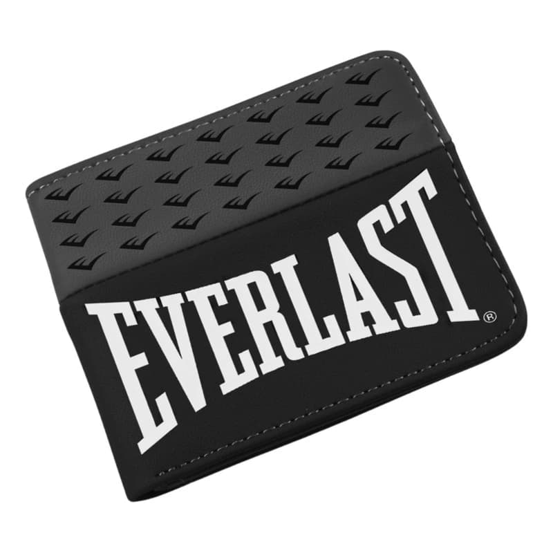 Billetera Everlast Hombre Cuero Sintético con 12 Tarjeteros y Caja de Regalo — Negro con gris 26983