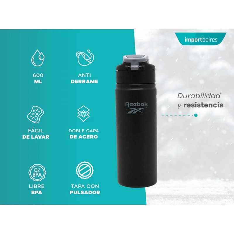 Botella Térmica De Agua Acero Inoxidable Pico Hydro Sport — Negro 60014