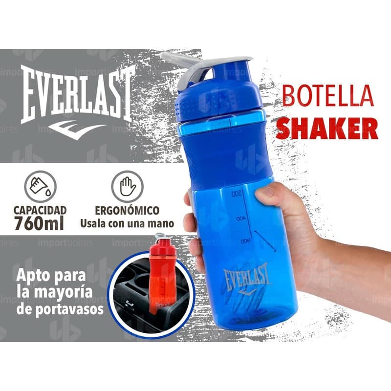 Shaker Everlast 760ml con Mezclador Antiderrame Libre de BPA — Azul