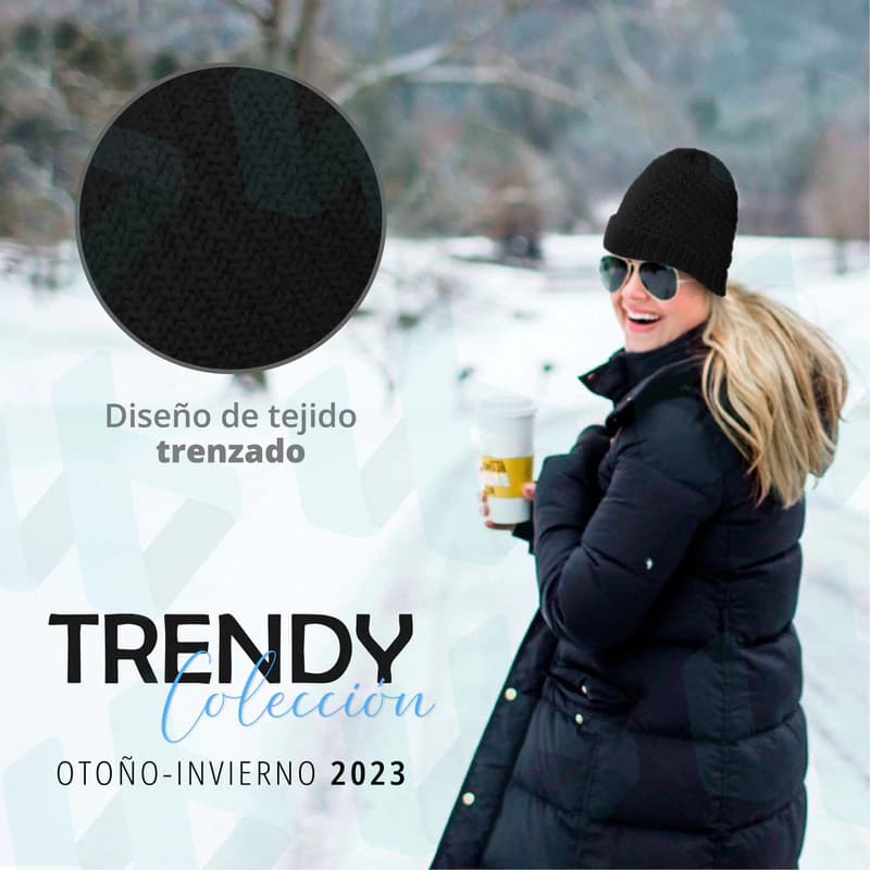 Gorro Tejido con Interior Polar Trendy Unisex — Abrigo Real para el Invierno — Blanco 13801 / M