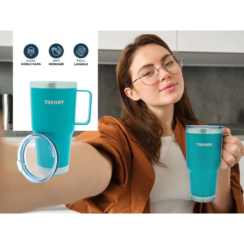 Vaso Térmico Acero Inoxidable Trendy - Café, Té y Sopas Frío/Calor — Fucsia / Lisa