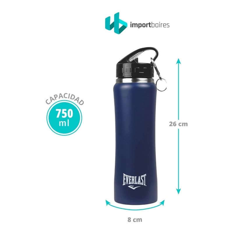 Botella Térmica D Agua Acero Inoxidable Pico Sport Deportiva — Negro