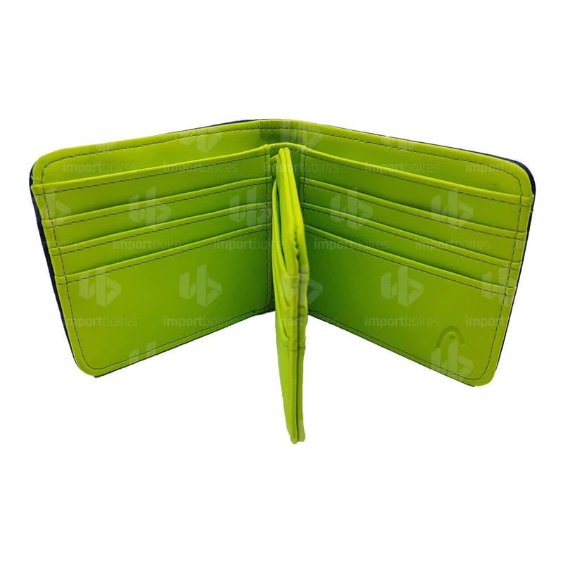 Billetera Hombre Head Eco Cuero PU 16 Tarjetas Urbana Negro/Azul — Negro