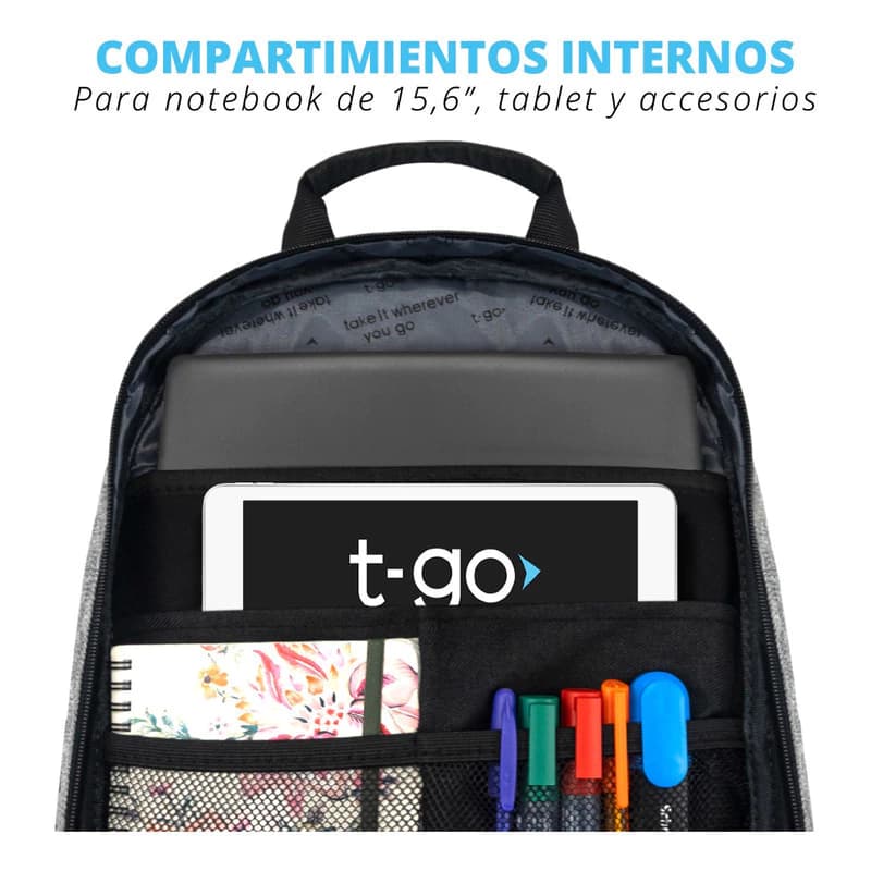 Mochila T-GO Urbana con Porta Notebook 15.6" Reforzada