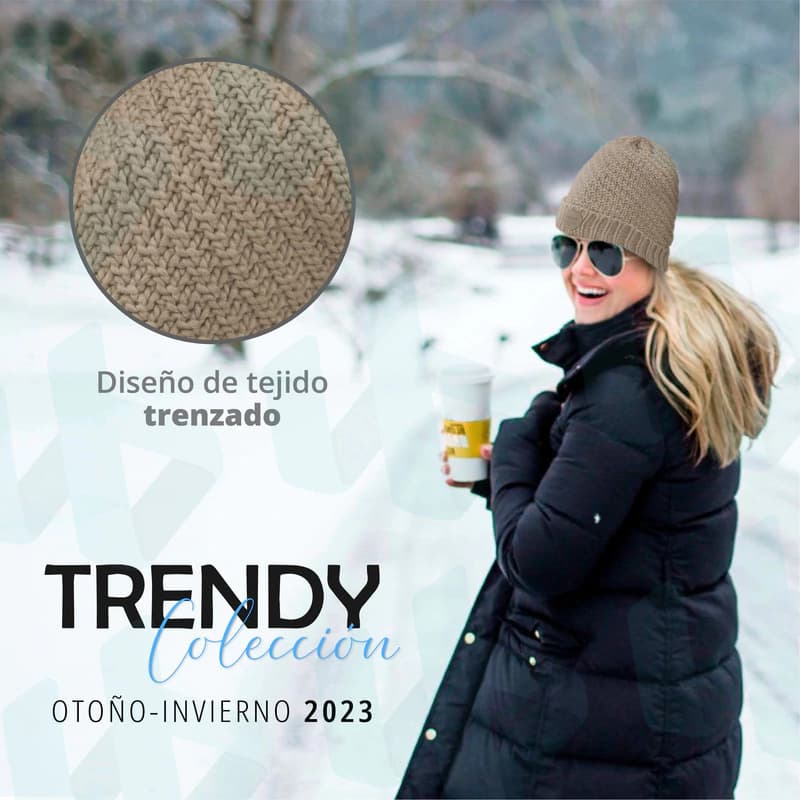 Gorro Tejido con Interior Polar Trendy Unisex — Abrigo Real para el Invierno — Blanco 13801 / M