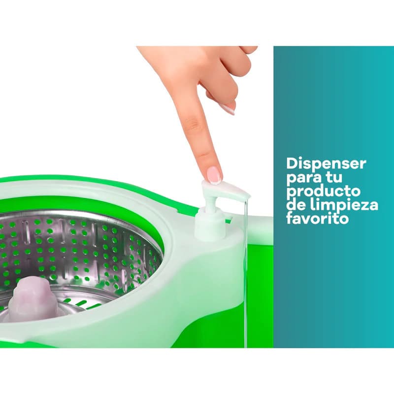 Mopa Giratoria Trapeador Con Balde Centrifugo + 4 Repuestos