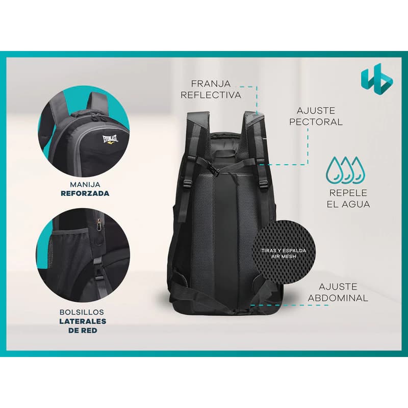 Mochila de Camping 50L Everlast con Ajuste Pectoral, Abdominal y Bolsillo para Notebook