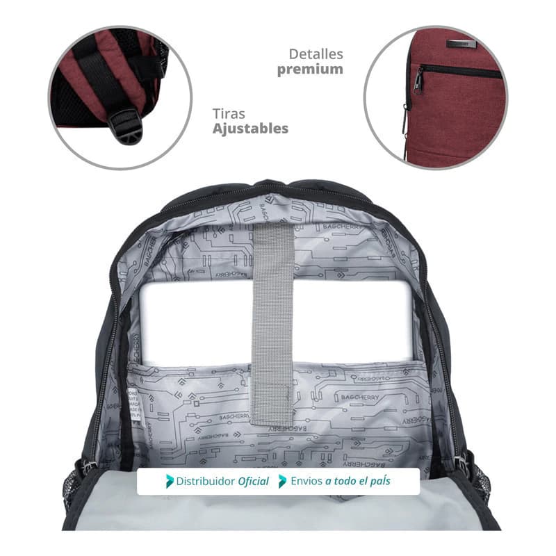 Mochila Bagcherry Urbana Unisex 430015 15.6 Para Notebook — Gris / Liso