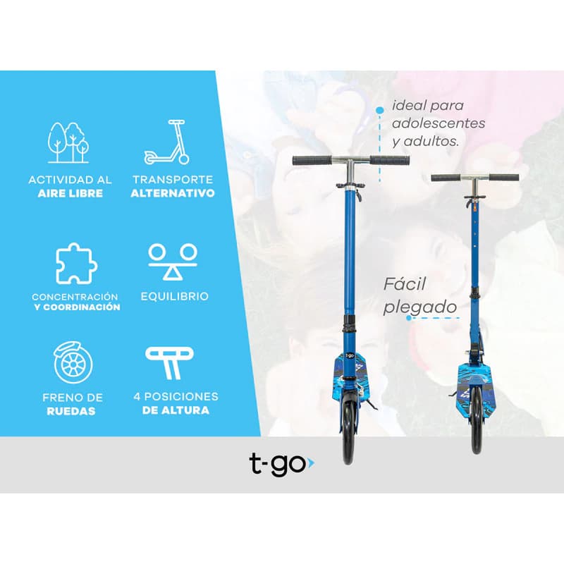 Monopatín Urbano T-go Plegable Reforzado Ruedas Abec7 — Rosa