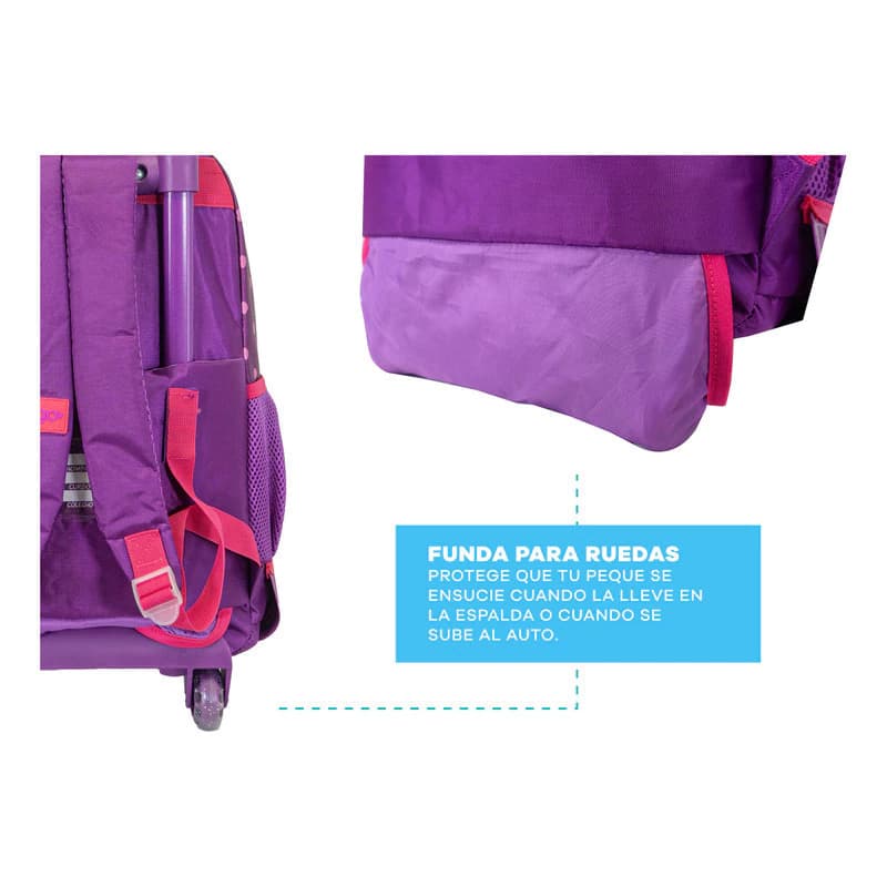Mochila Carrito Escolar 18" + Cartuchera T-Go | Kit Primaria con Luces LED