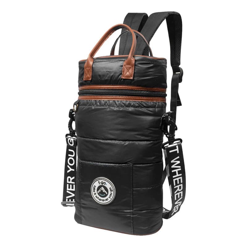 Bolso Matero Mochila Morral Ajustable Porta Termo Mate — Negro