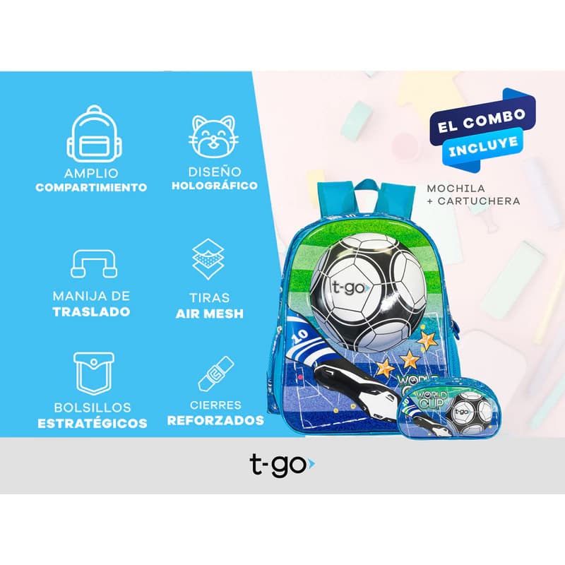 Kit Escolar | Mochila Pelota 3D + Cartuchera