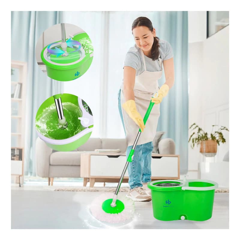 Mopa Giratoria Trapeador Con Balde Centrifugo + 4 Repuestos