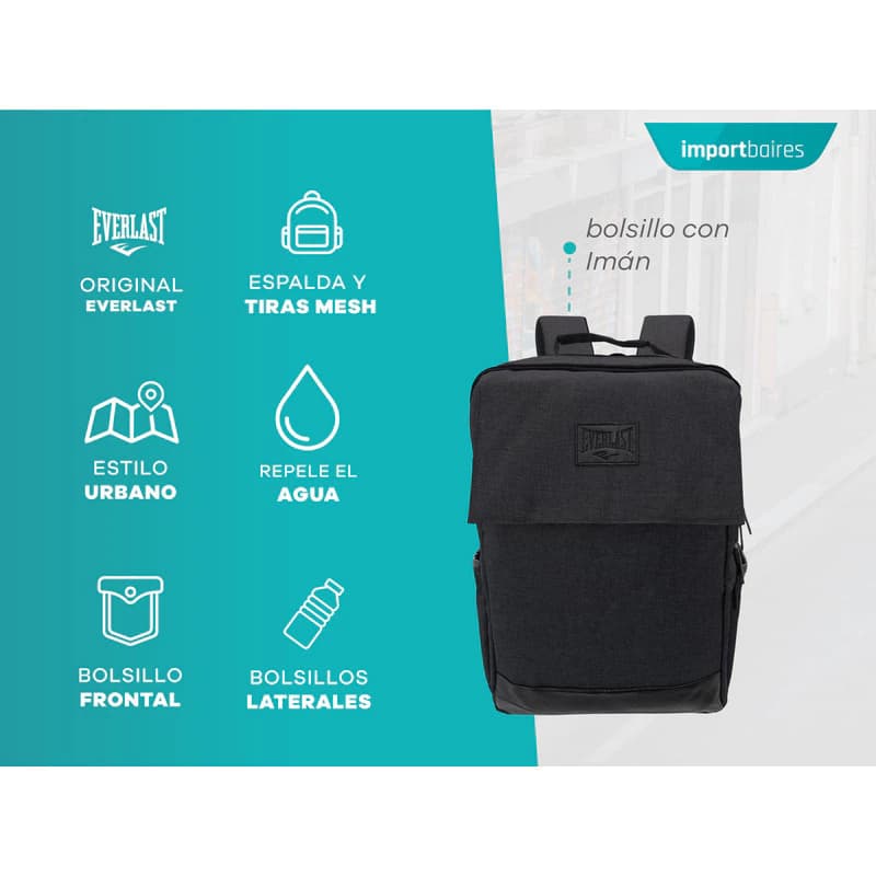 Mochila Everlast Ejecutivo Porta Notebook 15.6" Reforzada Urbana