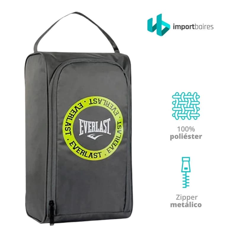 Bolso Botinero Everlast Deportivo Unisex Fútbol 8L con Doble Cierre — Negro 26968