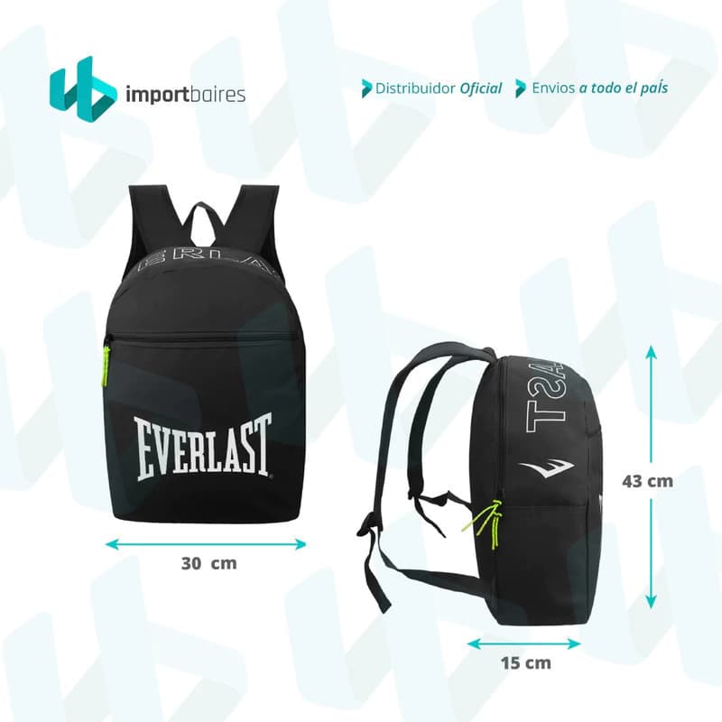 Mochila Everlast Urbana 21L Nylon Reforzada – 43x30x15 cm — Gris 27398