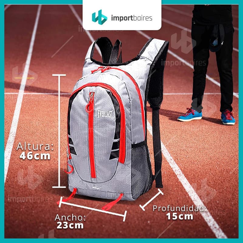 Mochila Deportiva Running Everlast 11L Gris Reforzada con Botinero