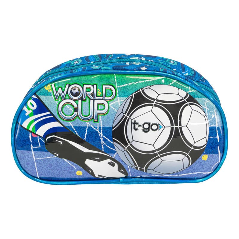 Cartuchera Escolar Fútbol Botín T-Go QD5 Celeste | Resistente Poliéster