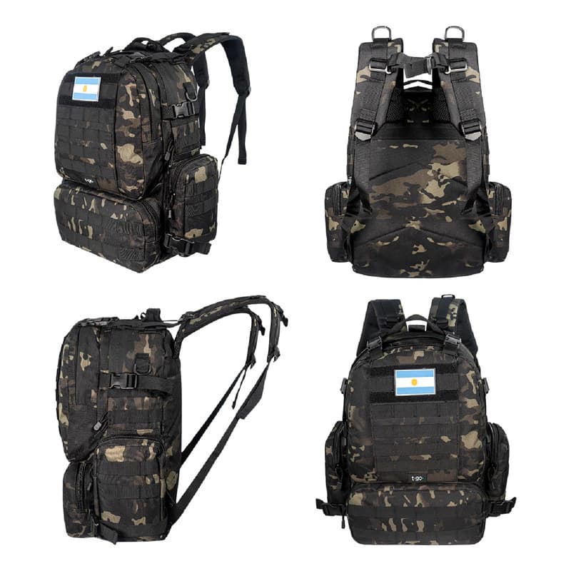 Mochila Táctica T-GO 30 L con Porta Notebook y Sistema MOLLE EB338 — Negro / COLOR