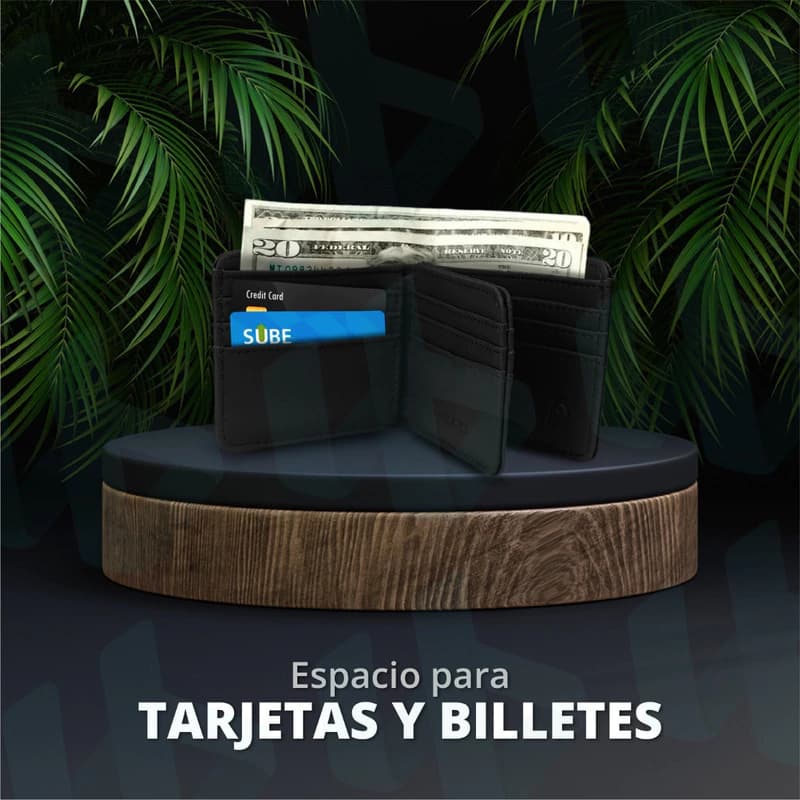 Billetera Head Cuero Ecológico PU Hombre Mujer Tarjetero 12 Ranuras — Azul 26878 / Liso