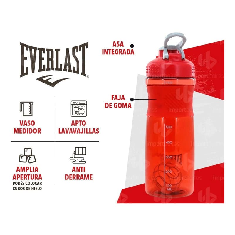 Shaker Everlast 760ml con Mezclador Antiderrame Libre de BPA — Azul