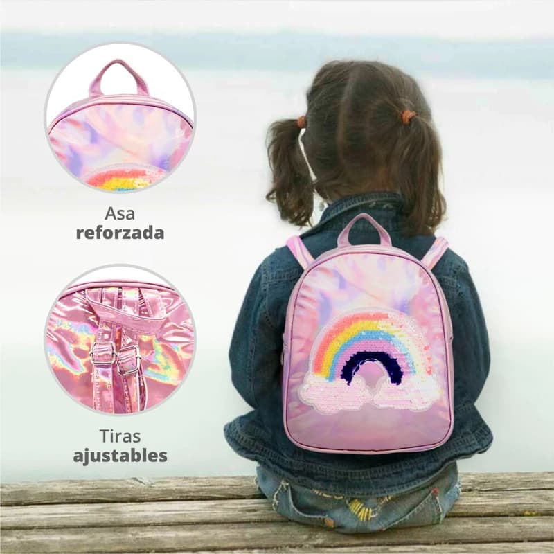 Mochila Infantil Trendy con Lentejuelas Reversibles Nena Tornasolada
