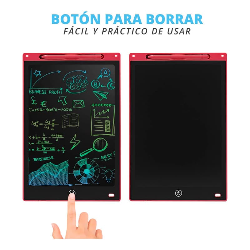 Pizarra Mágica Infantil 12" T-Go – Dibujo Digital sin Papel, Color Rojo