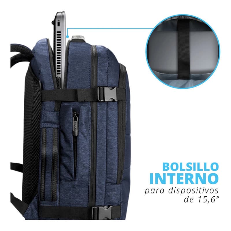 Mochila Ejecutiva Porta Notebook T-Go 2 en 1 con Puerto USB, hasta 17" — Unisex
