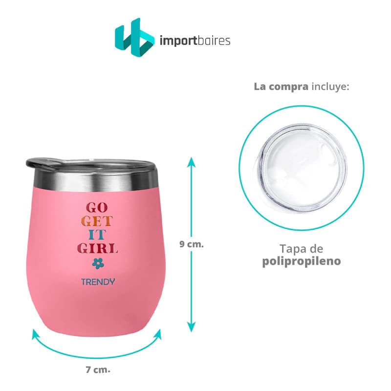 Mate Térmico Trendy 280 ml Acero Inoxidable con Tapa — Frío y Calor — Agua 16268 / Liso