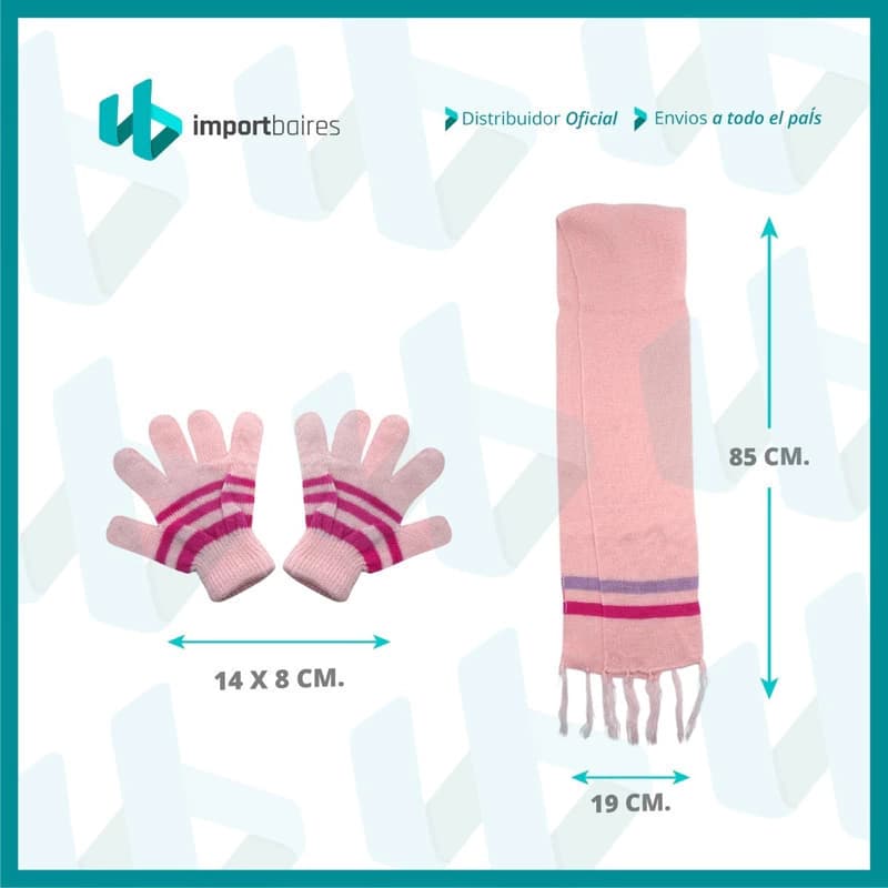 Set Invierno Niños Gorro + Bufanda + Guantes Trendy | Abrigo Suave — Fucsia / Único