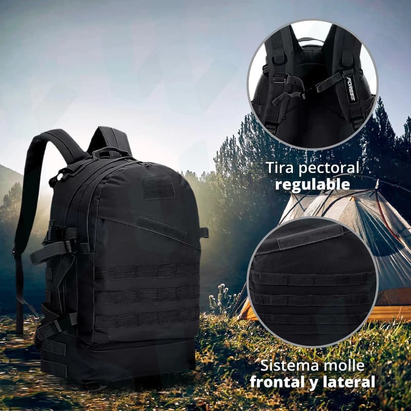 Mochila Táctica Forest 30L Sistema MOLLE – Trekking y Camping — Marrón claro 14862