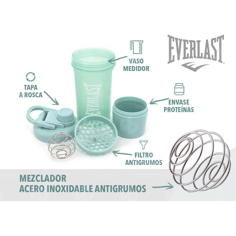 Shaker Deportivo Everlast 500 ml con Filtro Mezclador — Sin grumos, sin derrames — Fucsia