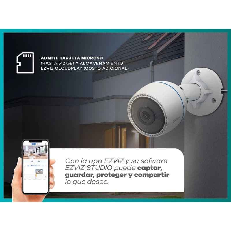 Cámara de Seguridad WiFi Exterior Ezviz H3C 1080p con Detección IA y Visión Nocturna 30m