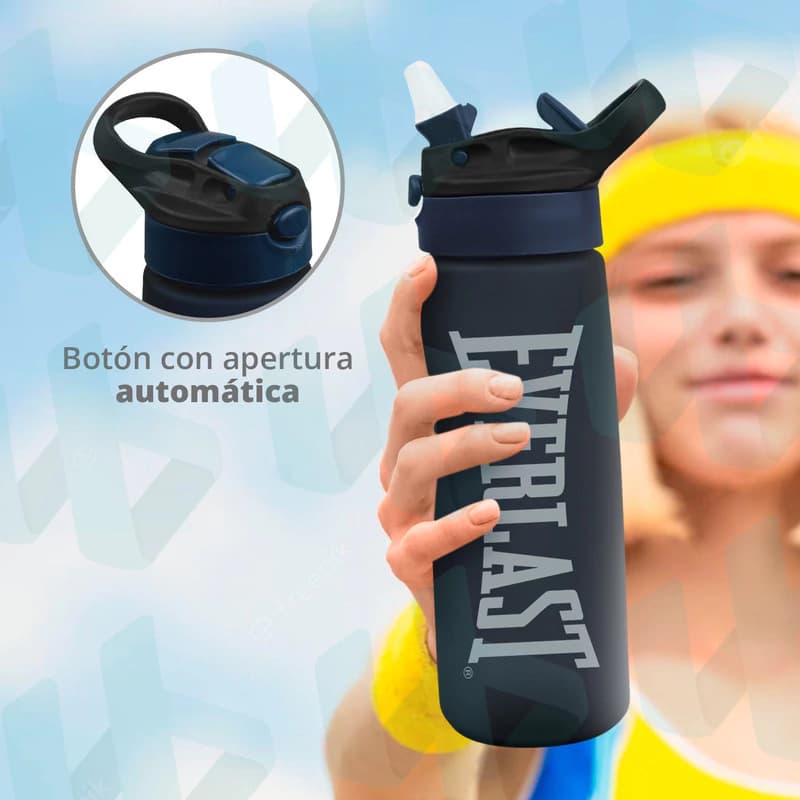 Botella Deportiva Everlast 800ml Pico Rebatible Libre de BPA — Azul 10924