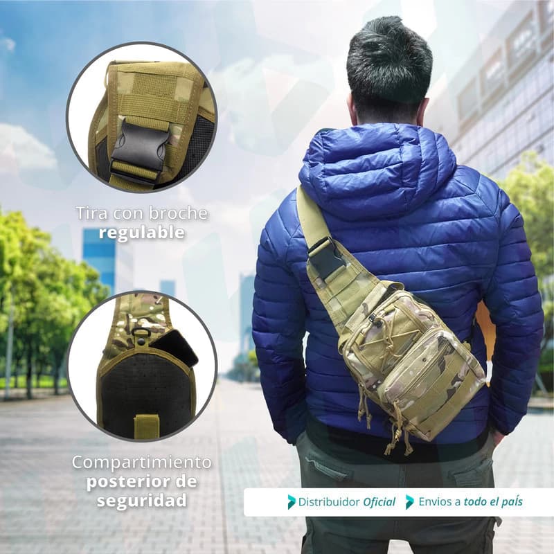 Morrales Bandoleras Hombre Con Bolsillos Regulable Cruzado — Plastico / Camuflado / Verde musgo