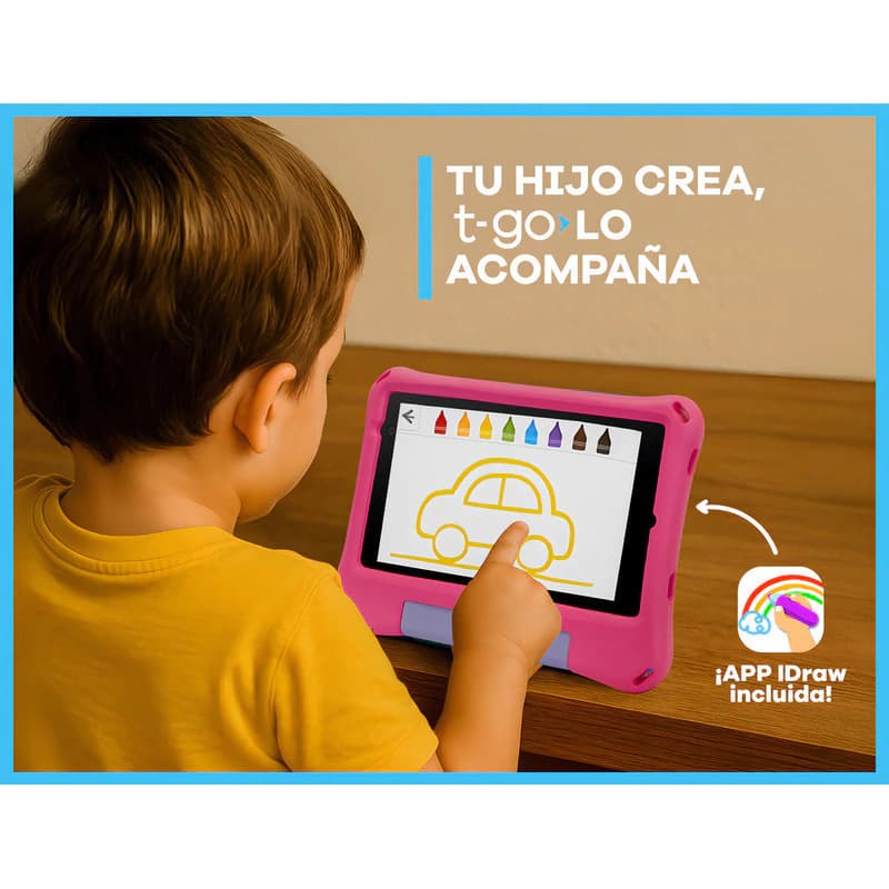 Tablet T-GO Kids TB850H Helios 8" 4GB RAM 64GB - Funda Antigolpes Rosa