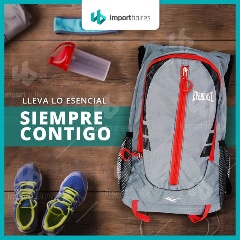 Mochila Deportiva Running Everlast 11L Gris Reforzada con Botinero