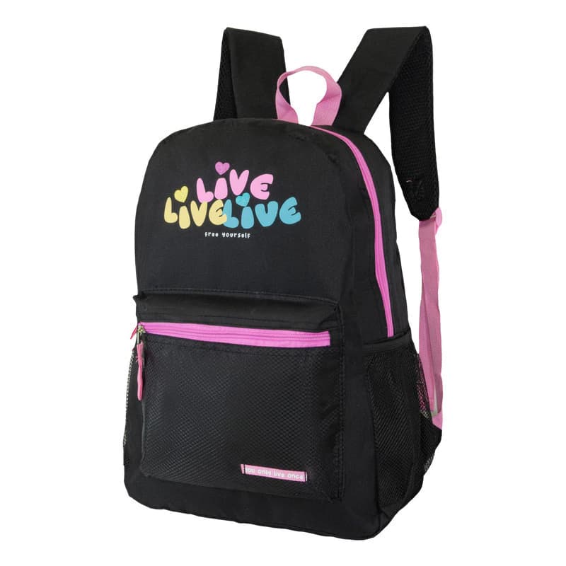 Mochila Escolar Bagcherry 14L Anti-desgarro Liviana Primaria y Secundaria — Negro / Lisa